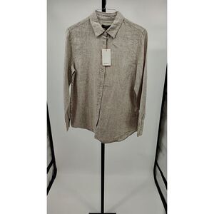 Linen - Quince Men's Long-Sleeve Button-Up Shirt in Light Taupe